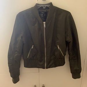 Forever 21 Olive Bomber Jacket w/ Zippers